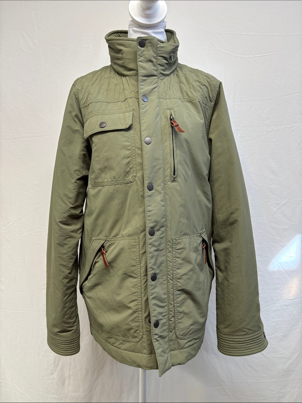 L.L. Bean Men's Olive Green Jacket with Zip Away hood.